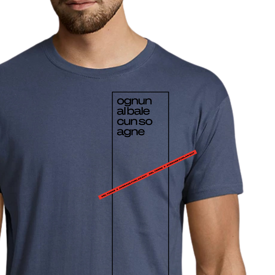 T-shirt FURLASHION x Average Furlan Guy OGNUN AL BALE CUN SO AGNE - 100% cotone colore denim