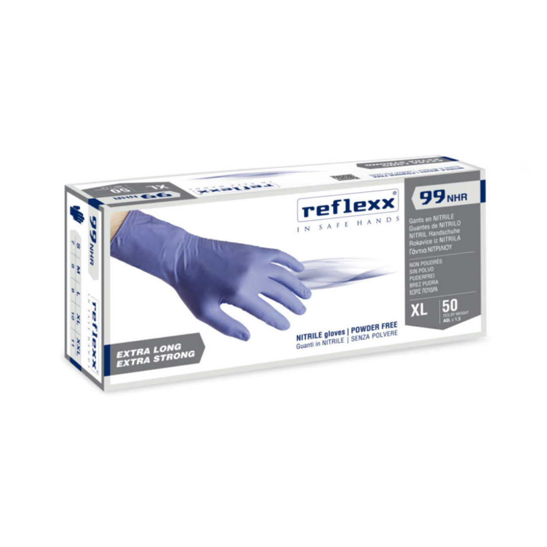 Guanti Monouso Hi Risk In Nitrile Senza Polvere Alto Spessore Reflexx 99 - 50 Pezzi