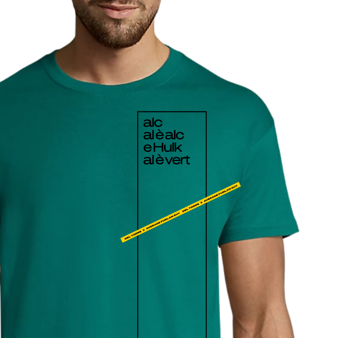 T-shirt FURLASHION x Average Furlan Guy ALC AL E' ALC HULK AL E' VERT 100% cotone - colore emerald