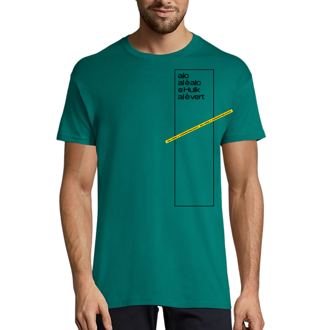 T-shirt FURLASHION x Average Furlan Guy ALC AL E' ALC HULK AL E' VERT 100% cotone - colore emerald