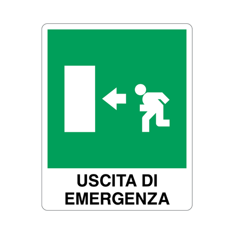Cartello Alluminio Uscita Di Emergenza A Sinistra 250X310 Mm