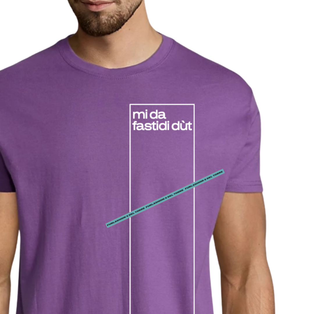 T-Shirt FURLASHION x Del Torre MI DA FASTIDI DUT 100% cotone - colore viola chiaro