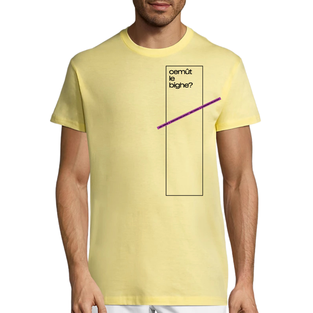 T-Shirt FURLASHION x Average Furlan Guy CEMUT LE BIGHE 100% cotone - colore pale yellow
