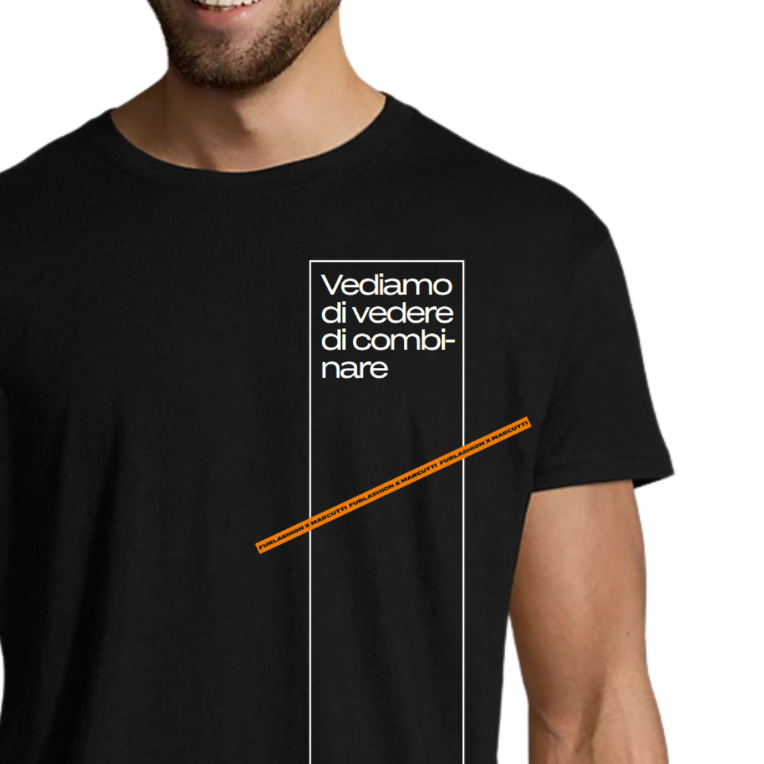 T-Shirt FURLASHION x Marcutti VEDIAMO DI VEDERE DI COMBINARE 100% cotone - colore nero