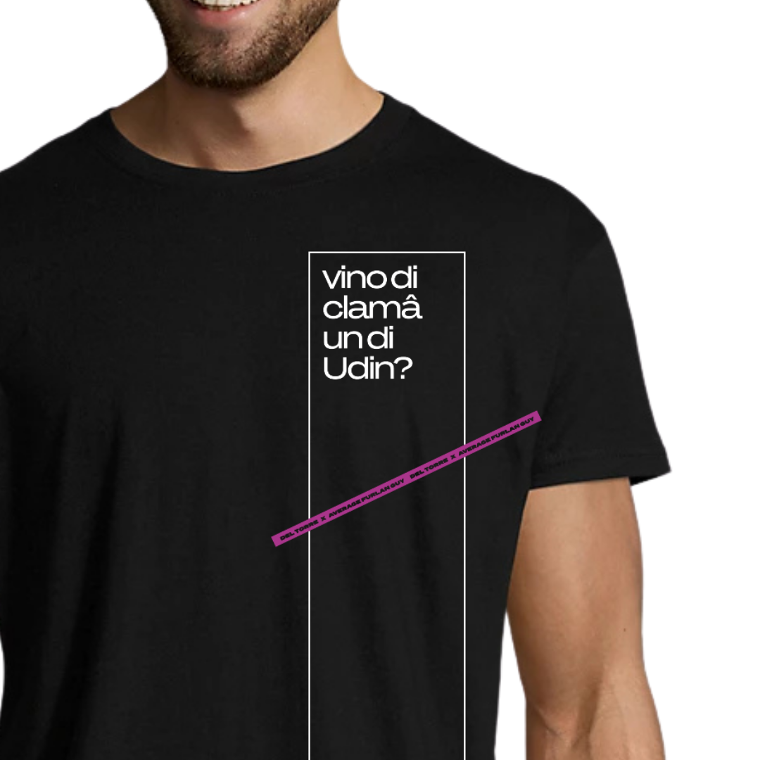 T-Shirt FURLASHION x Average Furlan Guy VINO DI CLAMA UN DI UDIN 100% cotone - colore nero