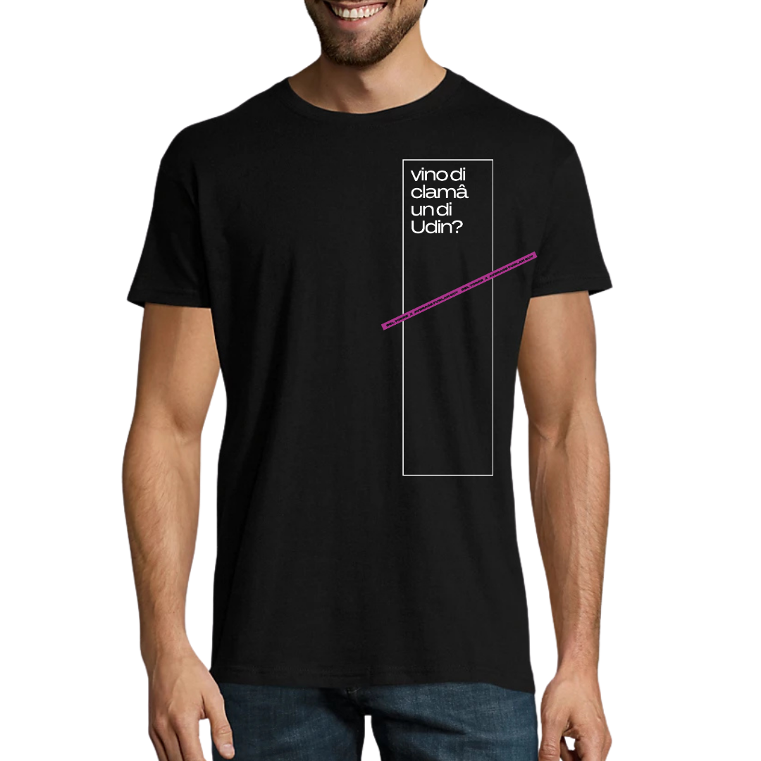 T-Shirt FURLASHION x Average Furlan Guy VINO DI CLAMA UN DI UDIN 100% cotone - colore nero