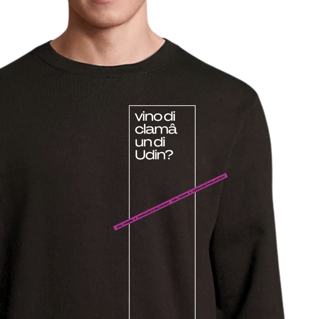 Felpa FURLASHION x Average Furlan Guy VINO DI CLAMA UN DI UDIN 80% cotone 20% poliestere riciclato - colore nero