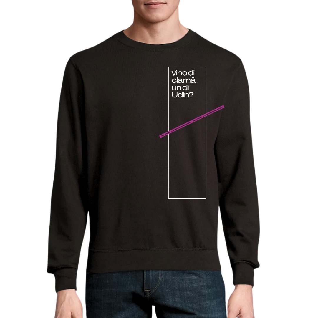 Felpa FURLASHION x Average Furlan Guy VINO DI CLAMA UN DI UDIN 80% cotone 20% poliestere riciclato - colore nero