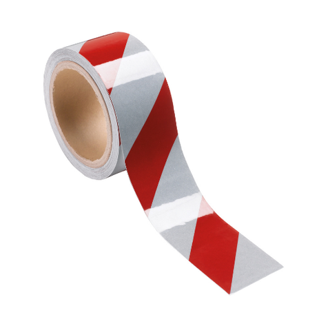 Nastro Adesivo Retroriflettente Losanghe Diagonali - Rotolo Da 10 Metri - Colore Bianco/Rosso